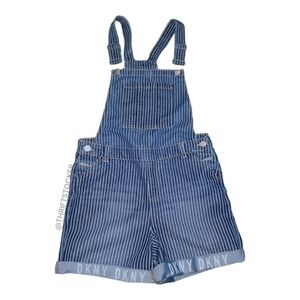 DKNY striped overall shorts